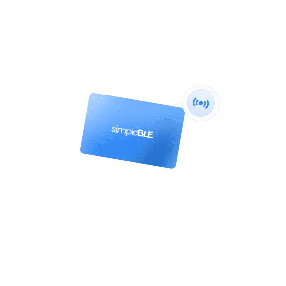 SimpleBLE Peripheral Mode illustration showing a laptop computer